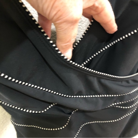 Kirkland Signature by Miraclesuit black surplice front swimsuit. Pit to pit 17” - Picture 3 of 5